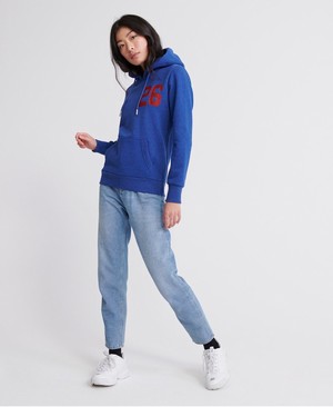 Superdry Classic Varsity Pennant Női Kapucnis Pulóver Kék | LRHIK2319